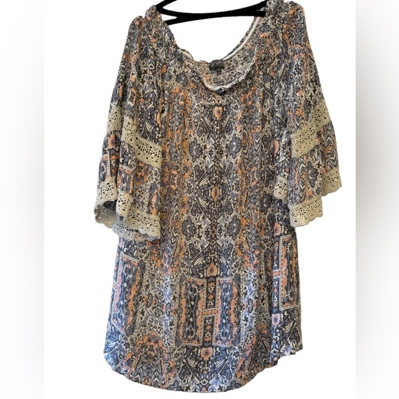 J Gee Off Shoulder Bohemian Dress size 2X - Picture 2 of 8